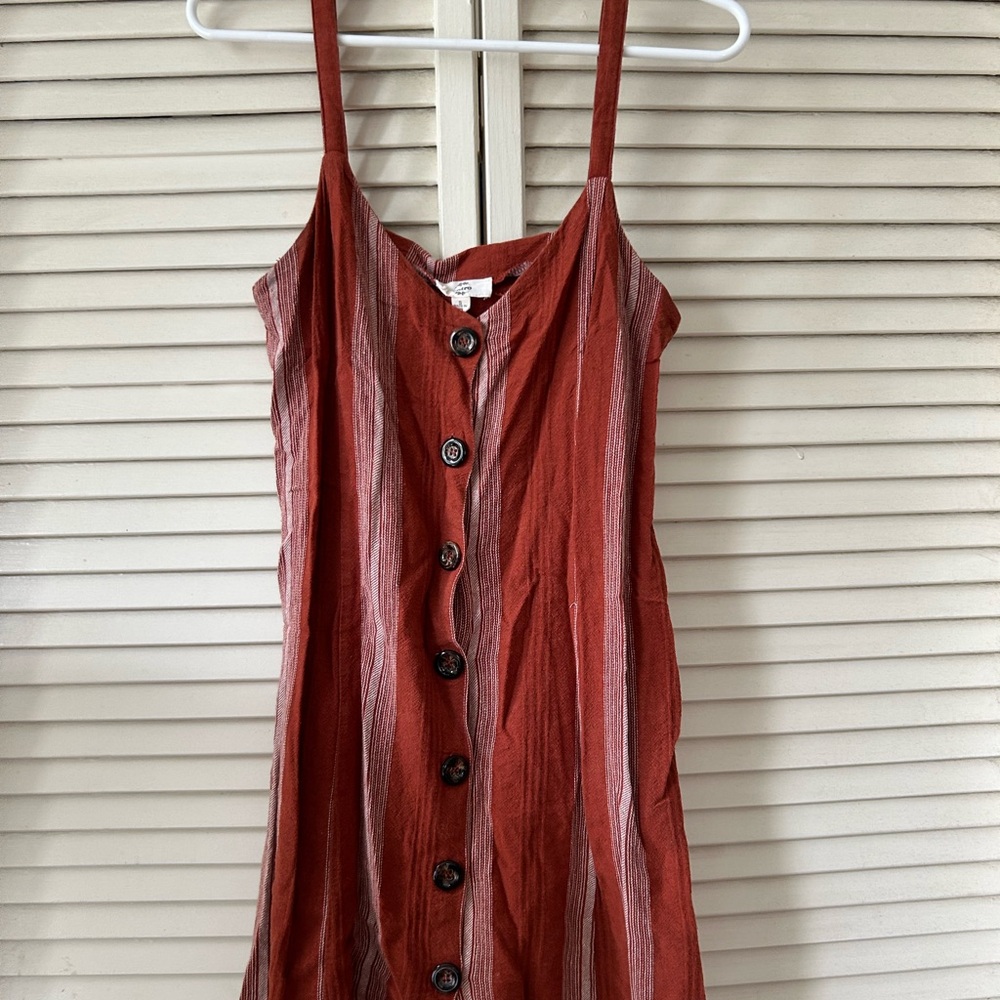 Orange and White Striped Button-Down Dress